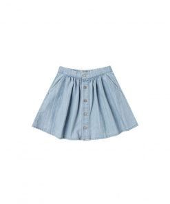 button front skirt dusty blue